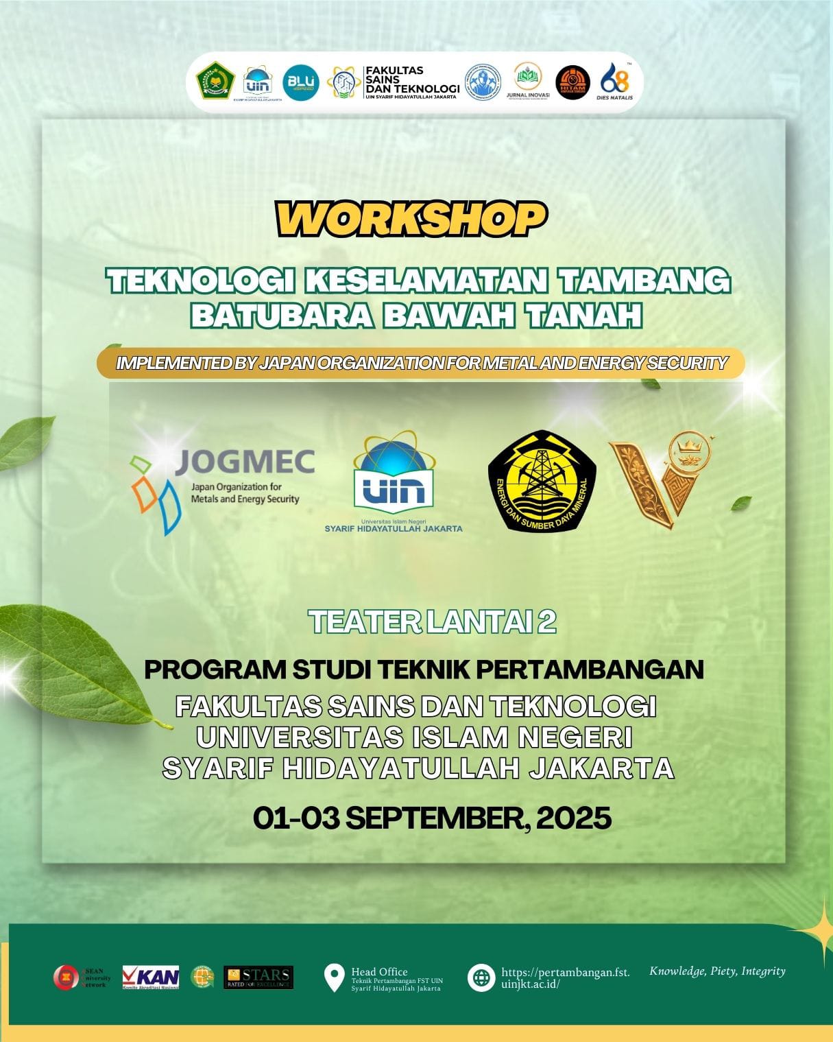 WORKSHOP PENGENALAN TEKNOLOGI KESELAMATAN TAMBANG BATUBARA BAWAH TANAH